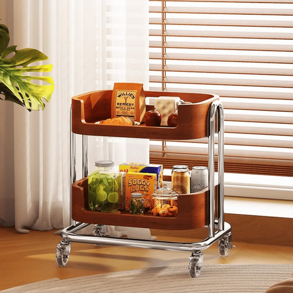 Multi-Functional Metal Wood Storage Rack with Wheels