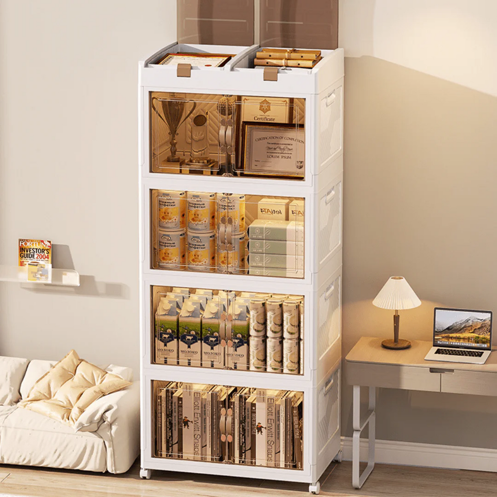 Multi-Purpose Foldable Storage Organizer Wardrobe With Wheels