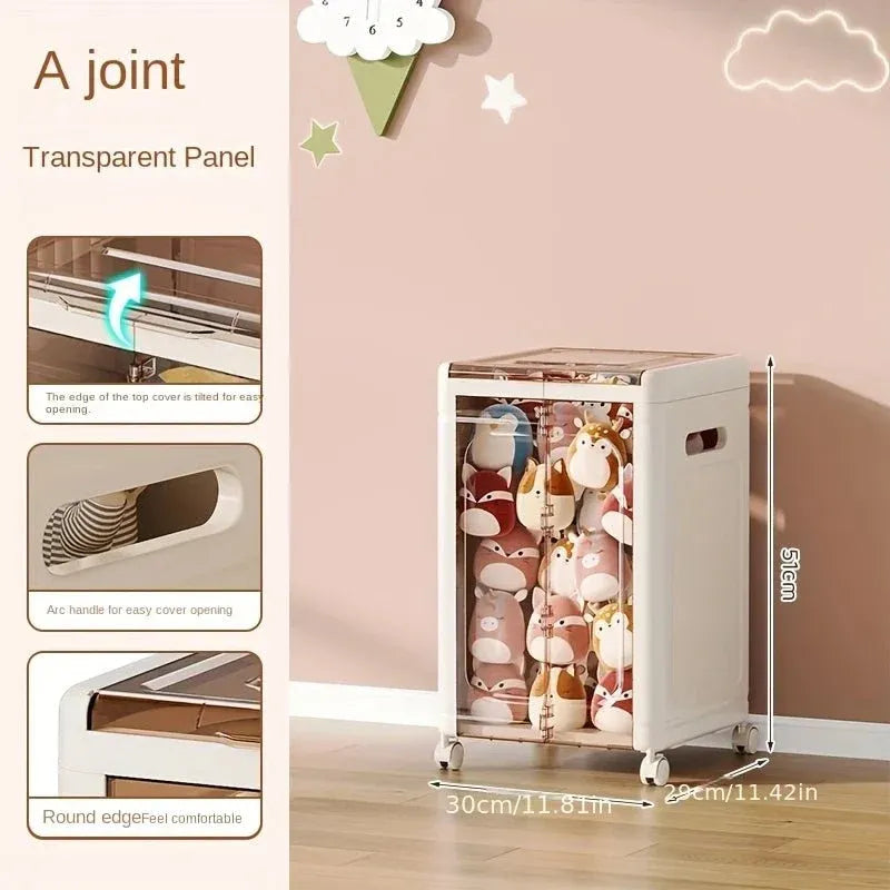 Multi-Layer Plastic Drawer Storage Cabinet with Wheels (43cm)