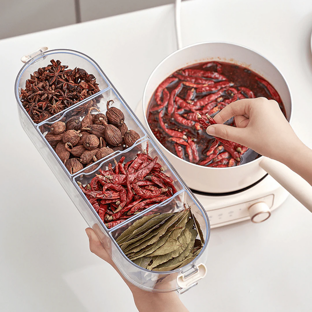 Transparent Seasoning Storage Box with Handle