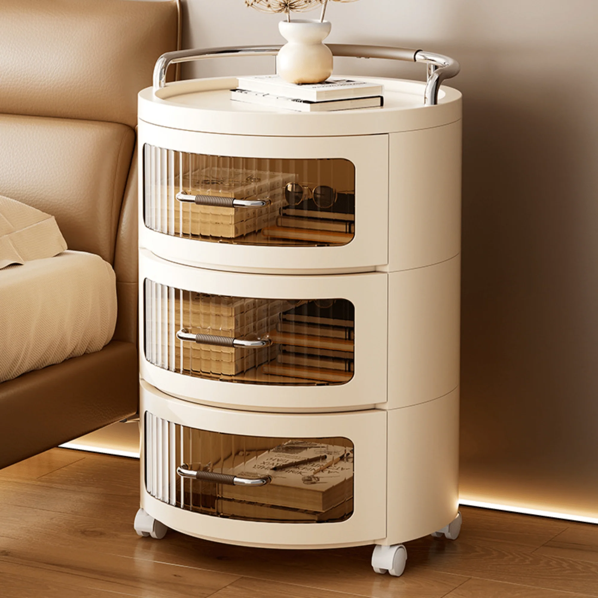 Multi-Layer Plastic Drawer Storage Cabinet with Wheels (43cm)