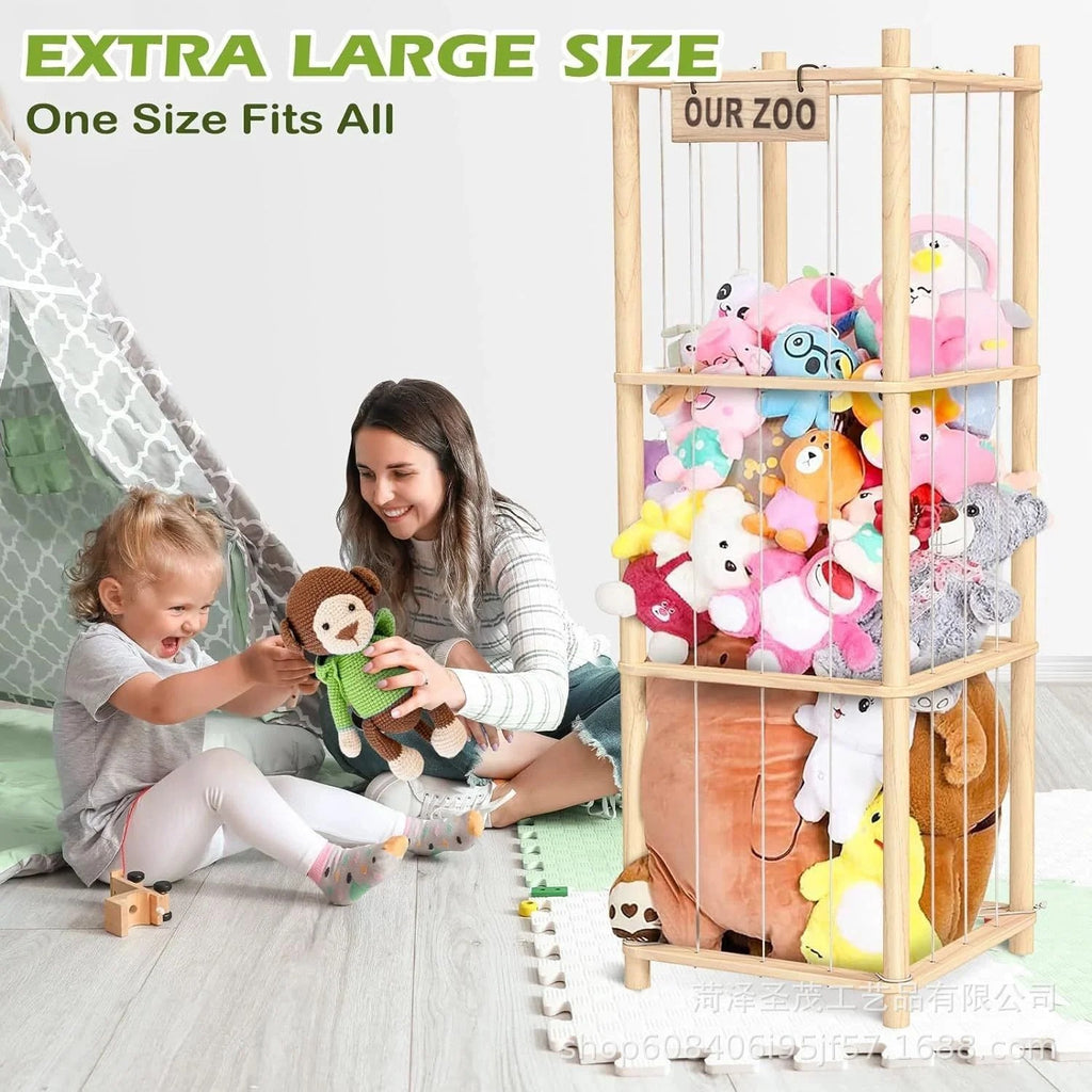 Natural Wood Stuffed Animal Tower Cage Toy Organizer(136 cm)