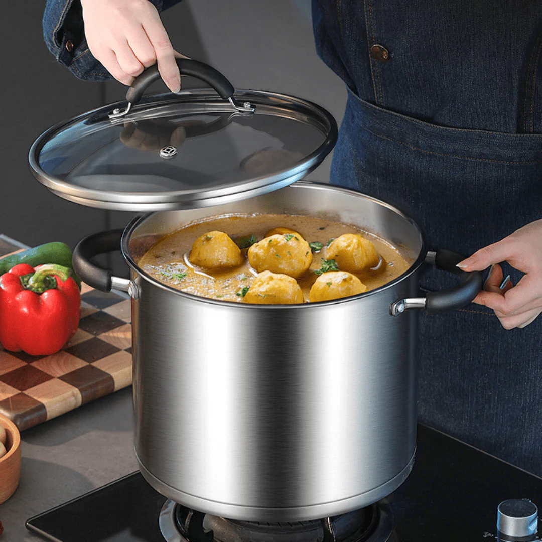 جدر طبخ (قدر) عميق ستانلس ستيل ويا غطا (7.5 لتر)
