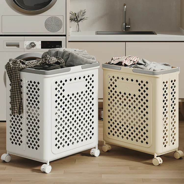 Multi-Purpose Plastic Foldable Laundry Basket with 360° Wheels