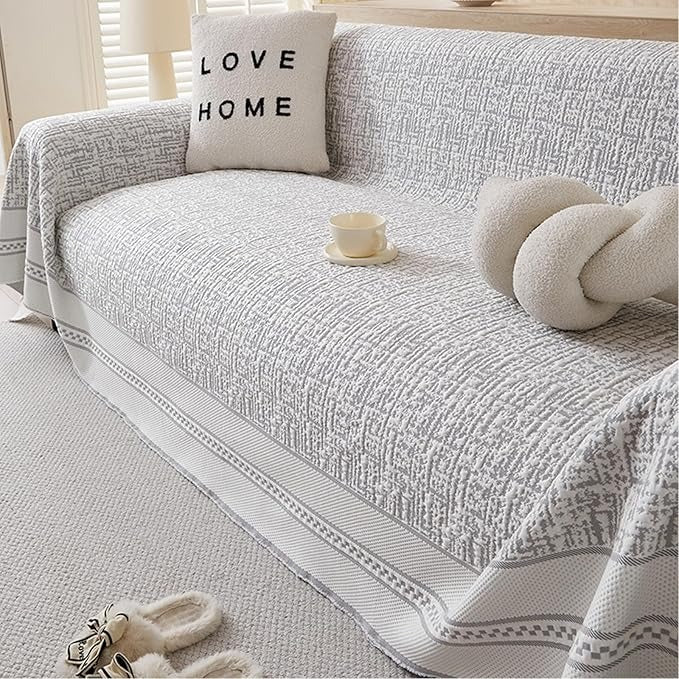 Luxury Chenille Sofa Cover (Grey)