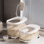 Sealed Rice Storage Container with Measuring Cup & Wheels