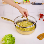 Multi-Purpose Stainless Steel Gold Honeycomb Frying Pan with Lid(24cm)