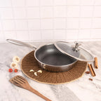 Premium Non-Stick Honeycomb Skillet Wok with Lid (24 cm)