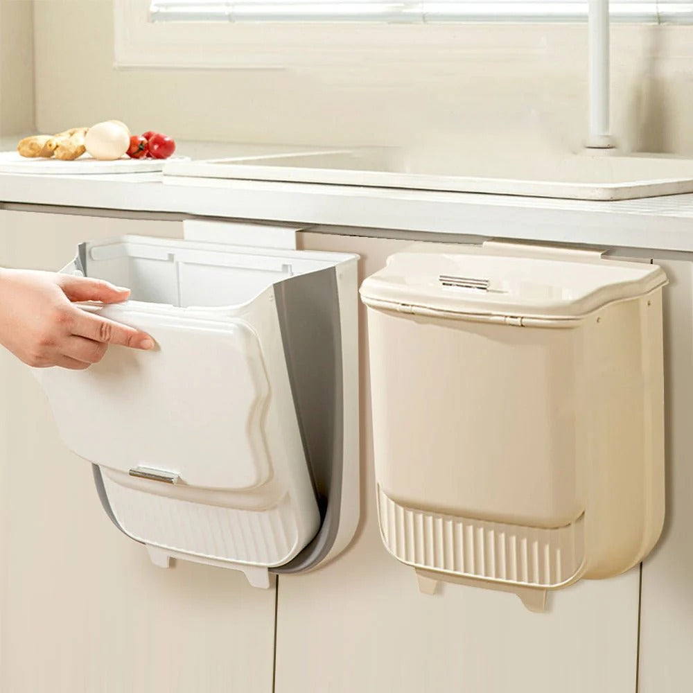 Space-Saving Folding Kitchen Trash Can with Lid(12L)