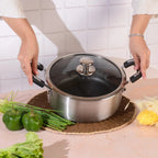 جدر طبخ (قدر) عميق ستانلس ستيل بـ "خلية نحل" ويا غطا (24 سم)