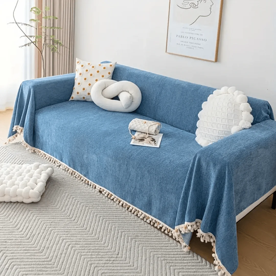 Elegance Chenille Sofa Cover :[EM-SC-31] (Blue)