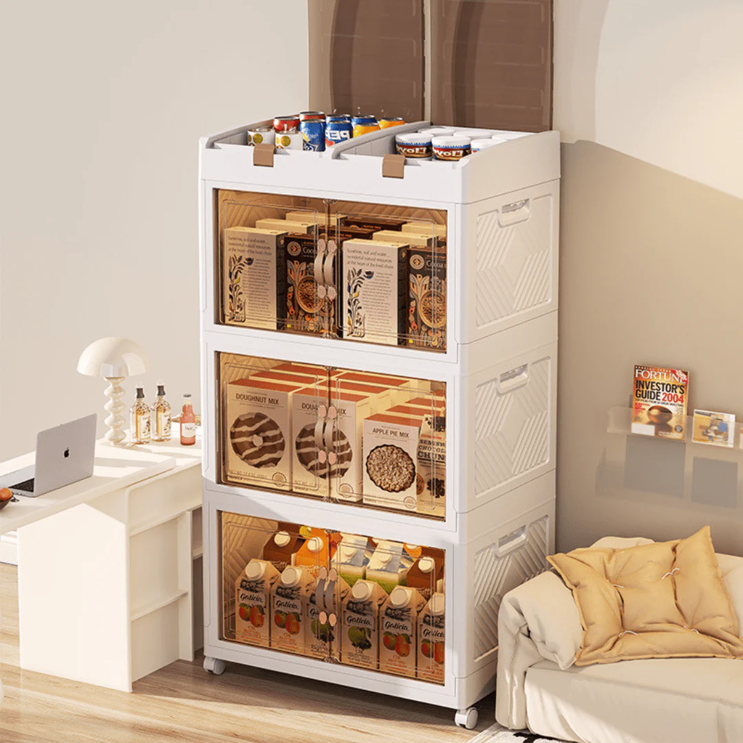 Multi-Purpose Foldable Storage Organizer Wardrobe With Wheels