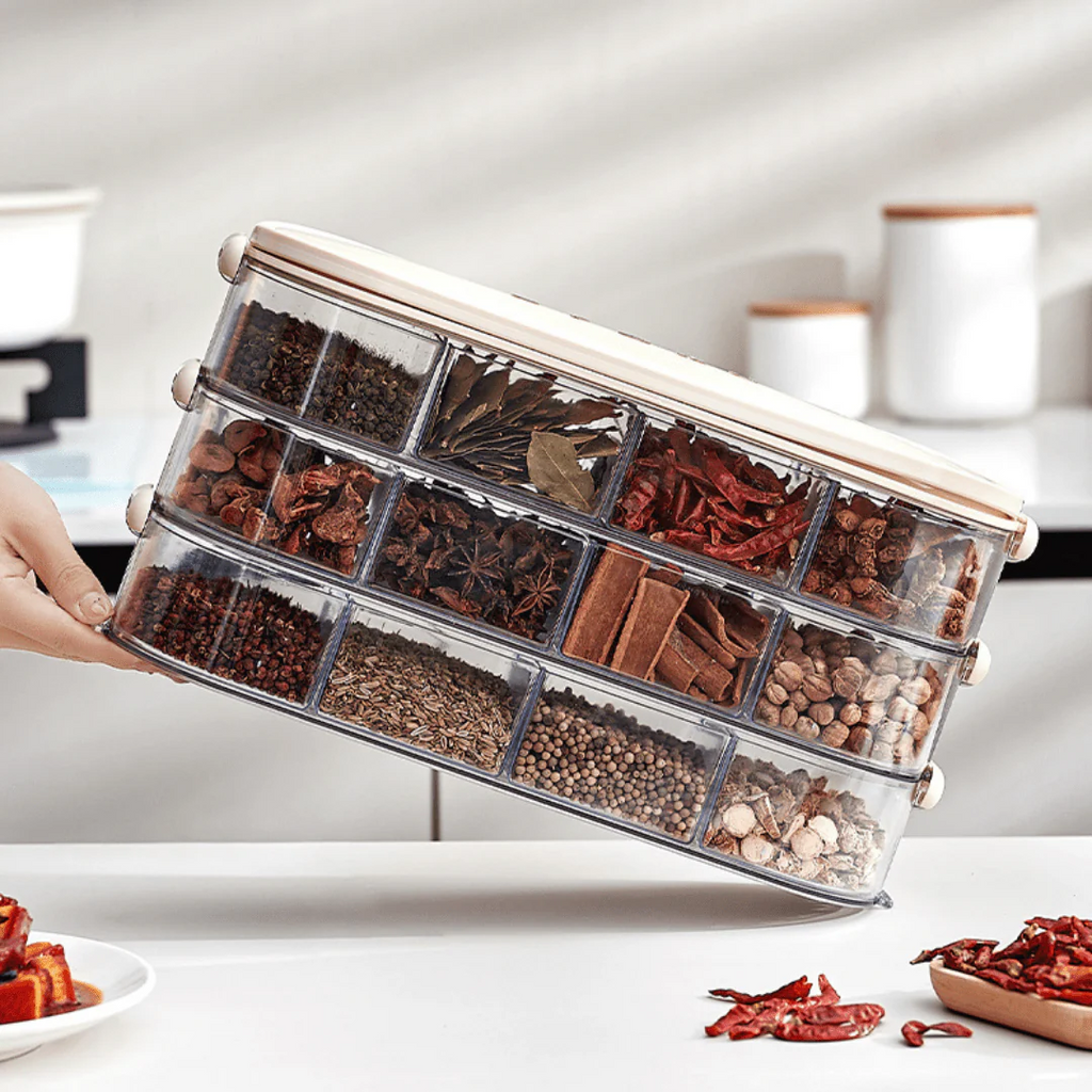 Transparent Seasoning Storage Box with Handle