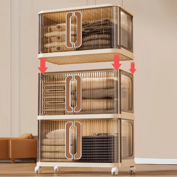 Multi-Purpose Plastic Large-Capacity Foldable Storage Cabinet with Double Doors