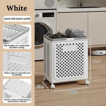 Multi-Purpose Plastic Foldable Laundry Basket with 360° Wheels