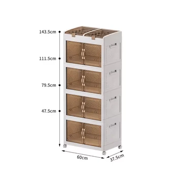 Multi-Purpose Foldable Storage Organizer Wardrobe With Wheels