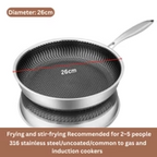 Double Sided Multipurpose Stainless Steel Non-Stick Honeycomb Frying Pan (26cm)