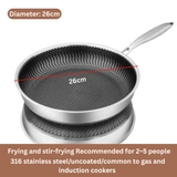 Double Sided Multipurpose Stainless Steel Non-Stick Honeycomb Frying Pan (26cm)
