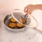 Premium Non-Stick Honeycomb Skillet Wok with Lid (24 cm)