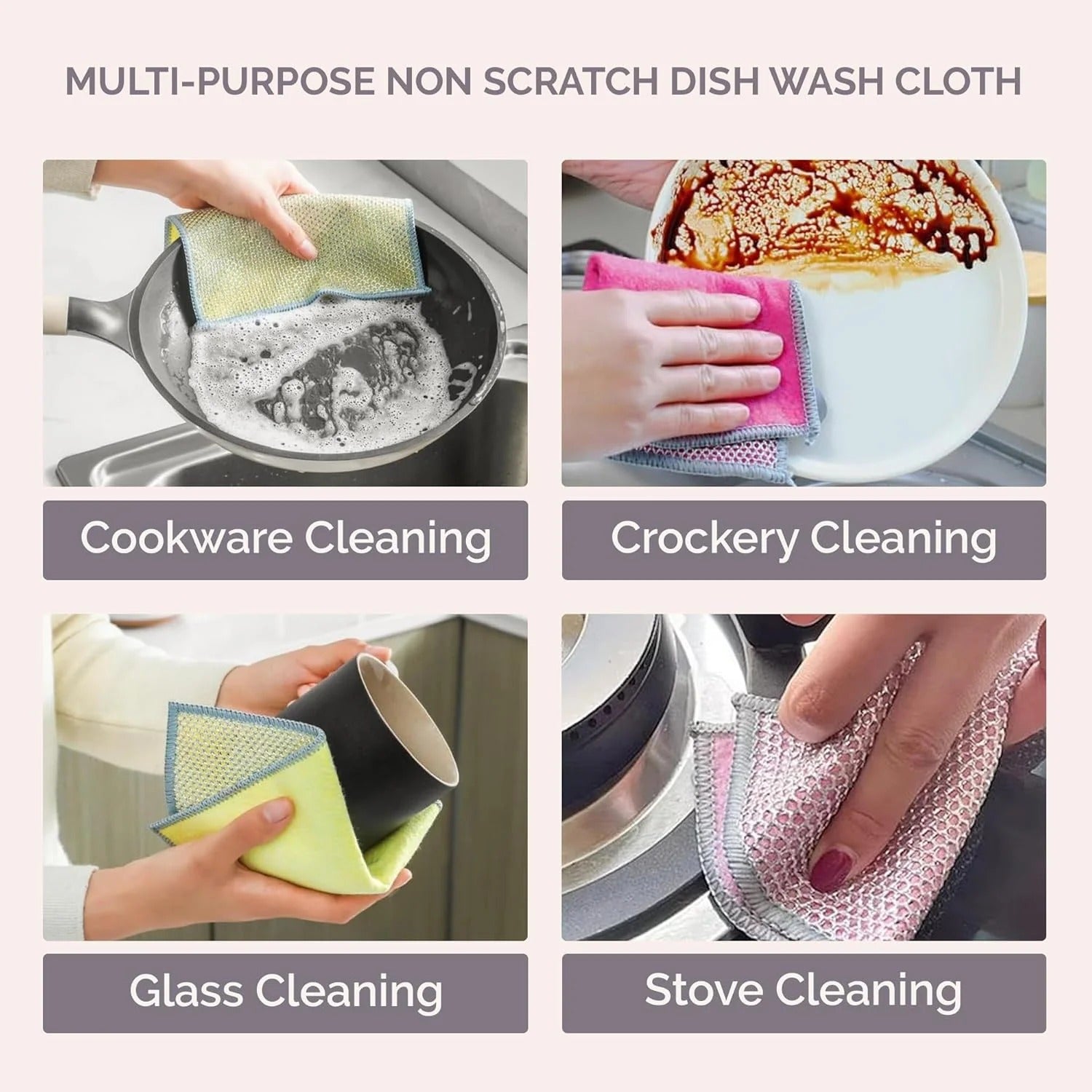 Dual-Sided Wire & Microfiber Reusable Dish Wash Cloth