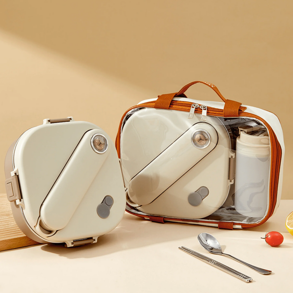 Premium 3-Grid Stainless Steel Lunch Box Set with Insulated Bag (800 ml)