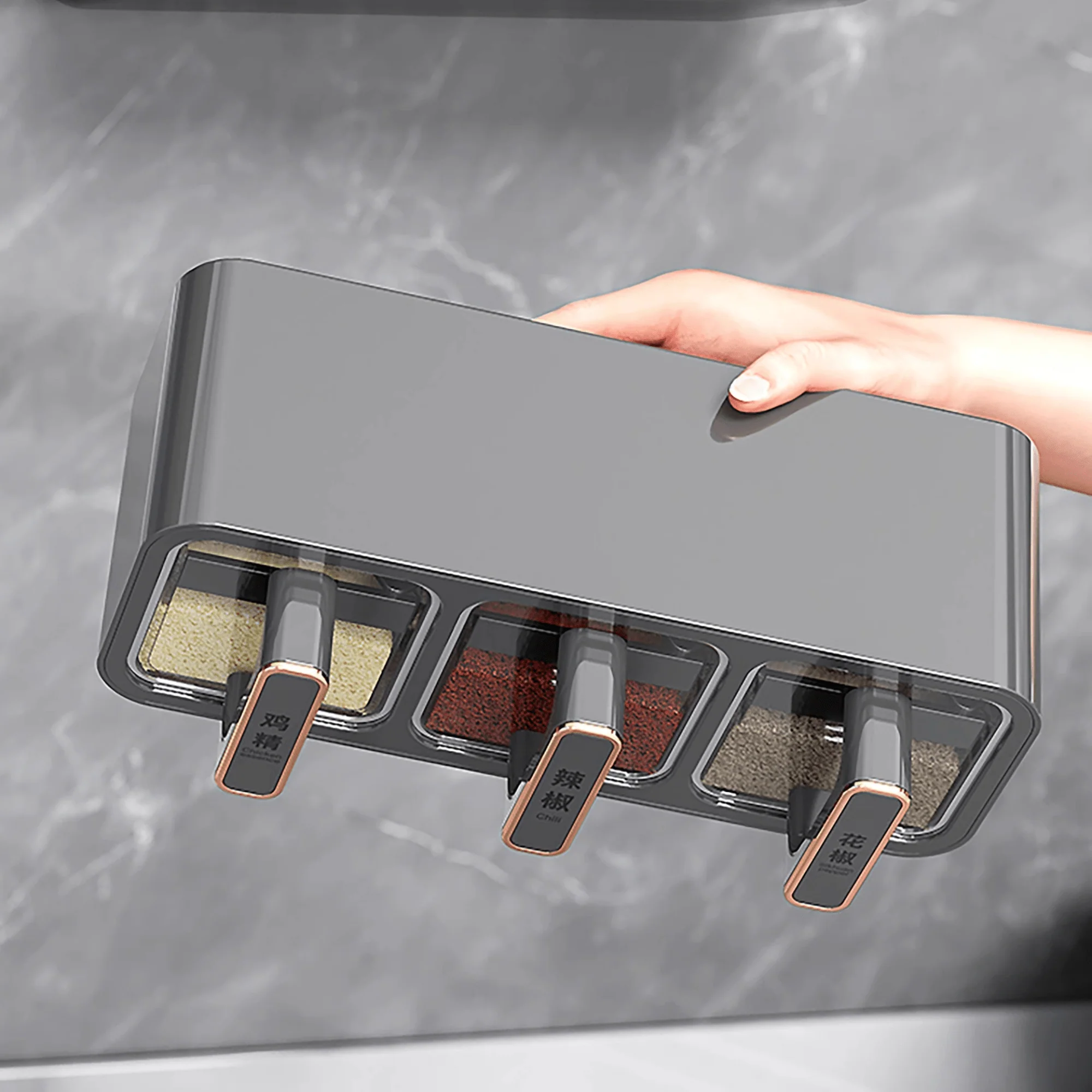 Wall-Mounted Punch-Free Seasoning Box Set
