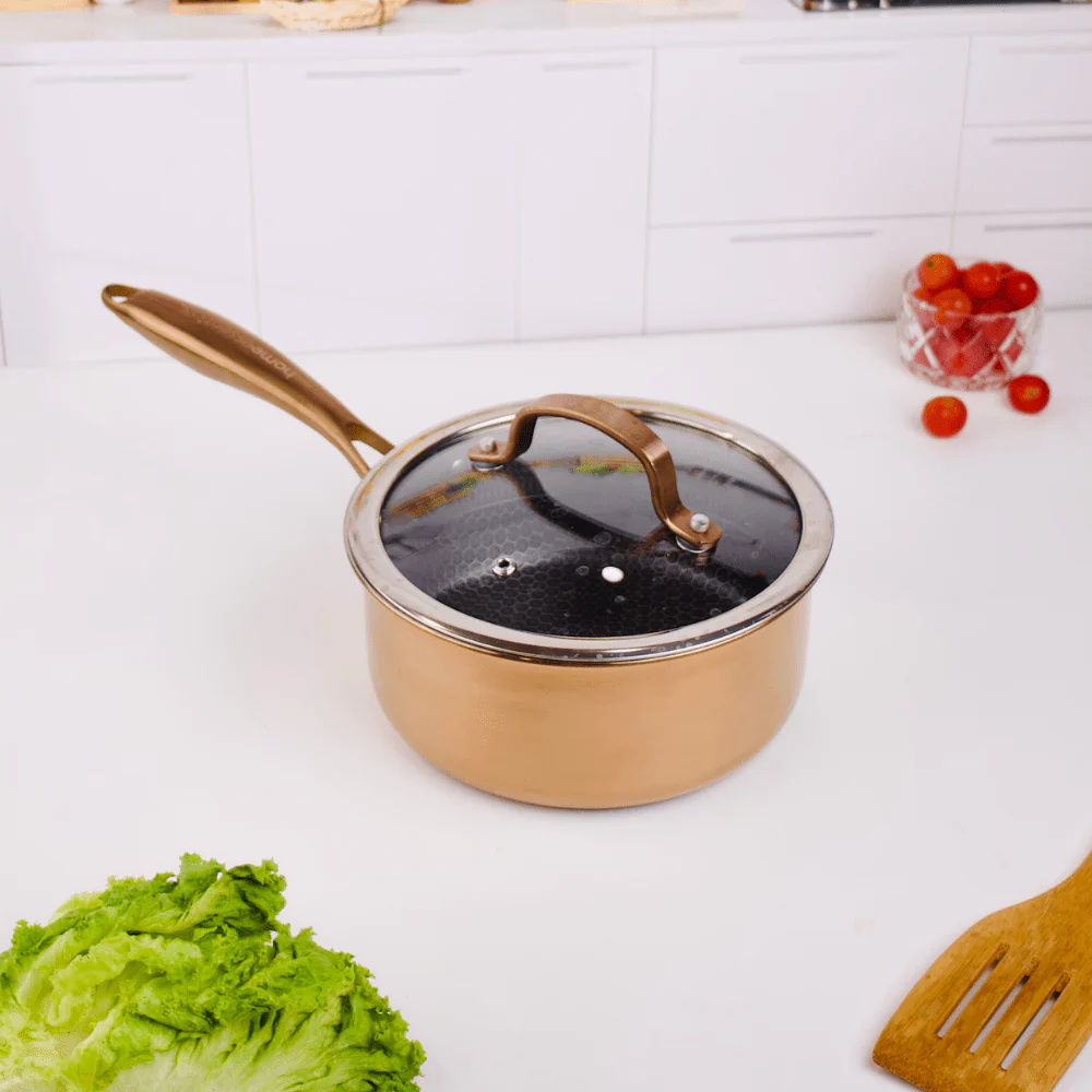 Multi-Purpose Copper Core Honeycomb Frying Pan With Lid (18cm)