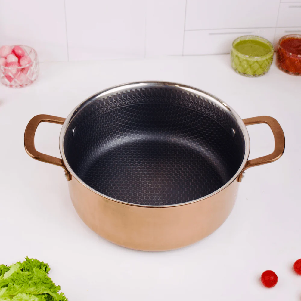 Multi-Purpose Copper Core Honeycomb Cooking Pot With Lid (24cm)