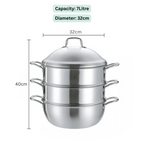 جدر بخار (مطبخ بخاري) ستانلس ستيل 3 طبقات متعدد الأغراض (32 سم)