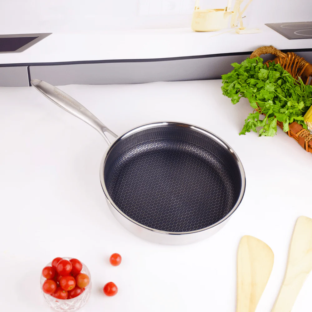 Multi-Purpose Stainless Steel Non-Stick Honeycomb Frying Pan With Lid(24cm)