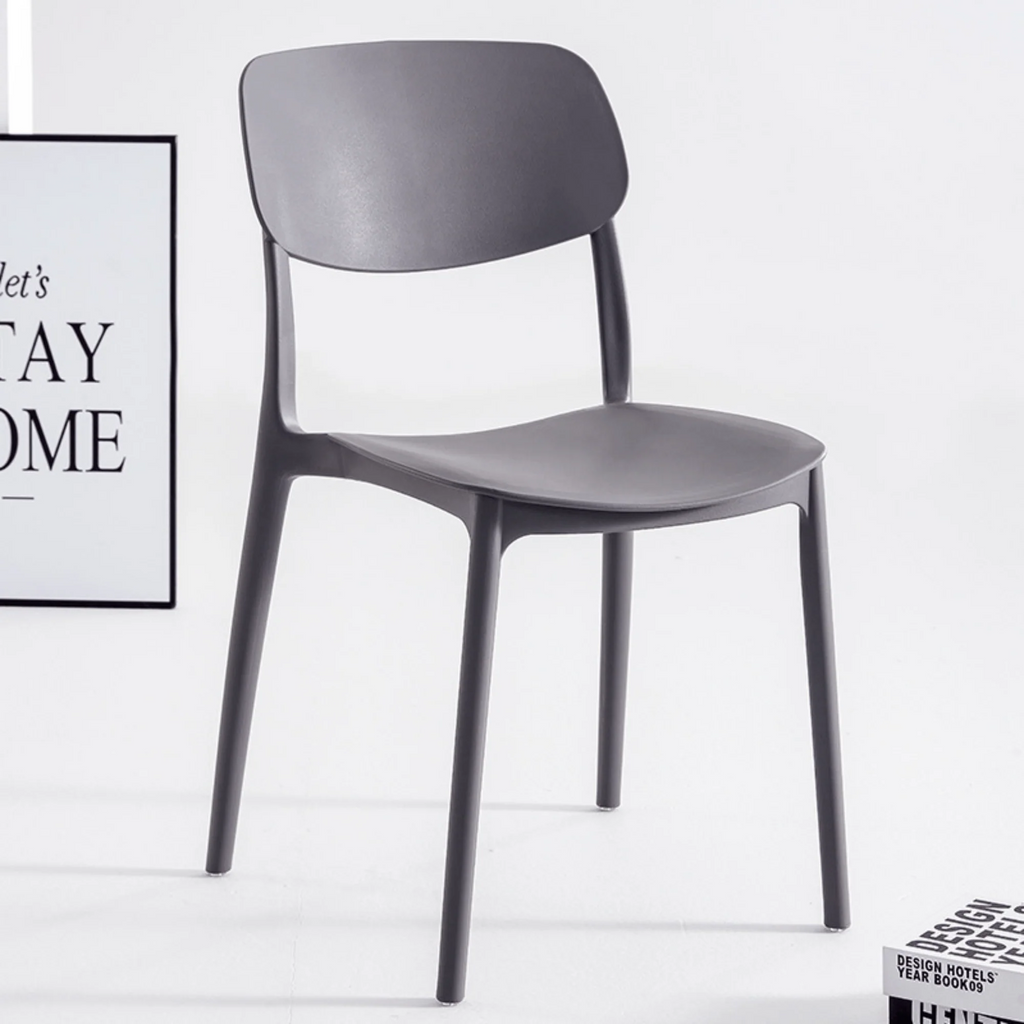 Space-Saving Stackable Plastic Chair with Curved Backrest