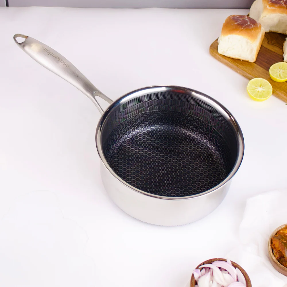 Stainless Steel Multi-Purpose Honeycomb Frying Pan With Lid(18cm)