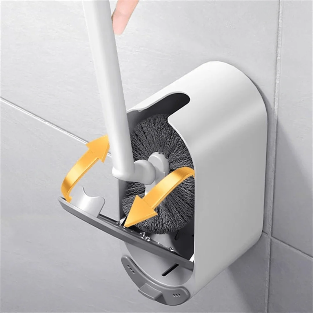 Wall Mounted Toilet Brush Set with Flexible Bristles and Holder