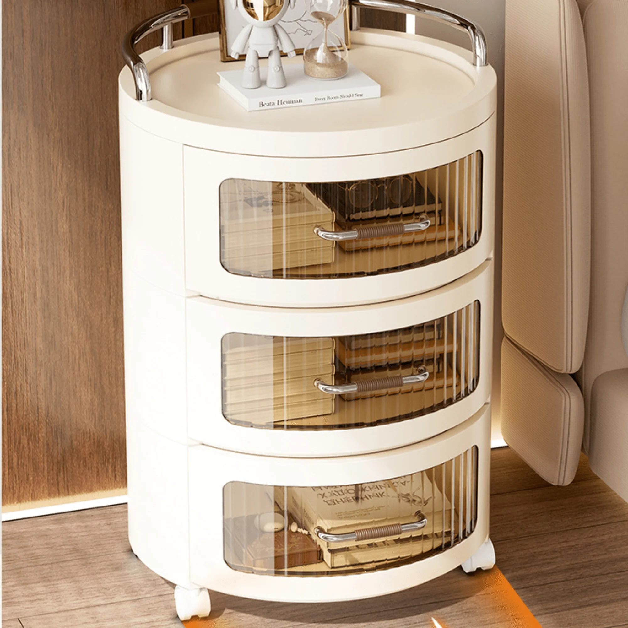 Multi-Layer Plastic Drawer Storage Cabinet with Wheels (43cm)