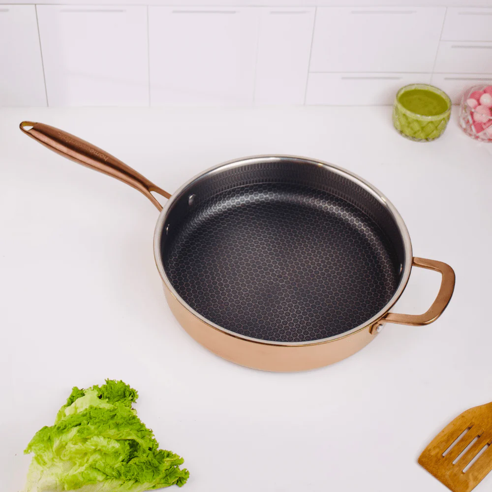 مقلاة قلي (طاوة) "خلايا النحل" متعددة الأغراض بقلب نحاسي ويا غطا (26 سم)