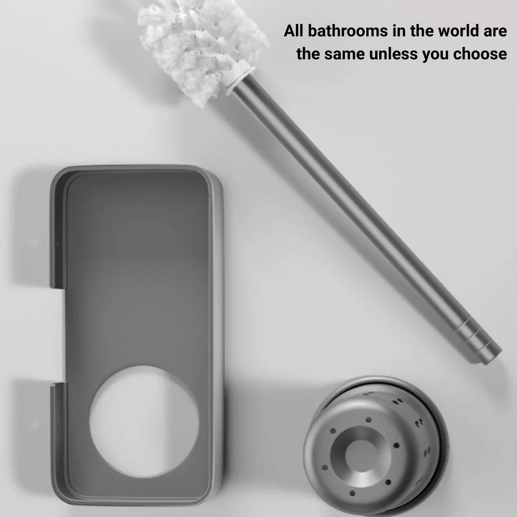 Wall-Mounted Aluminum Toilet Brush Holder with Storage Rack