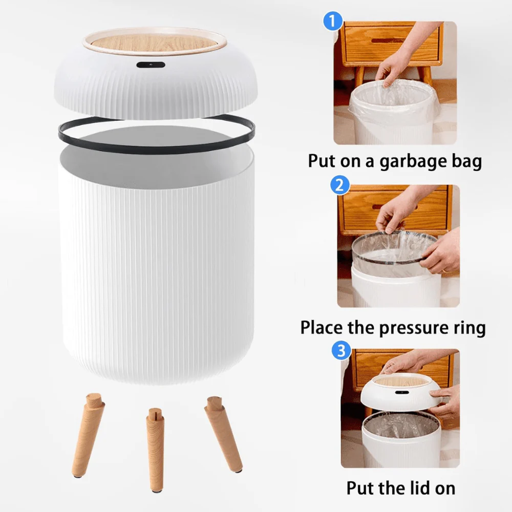 Smart Motion Sensor Trash Can with Lid (12L)