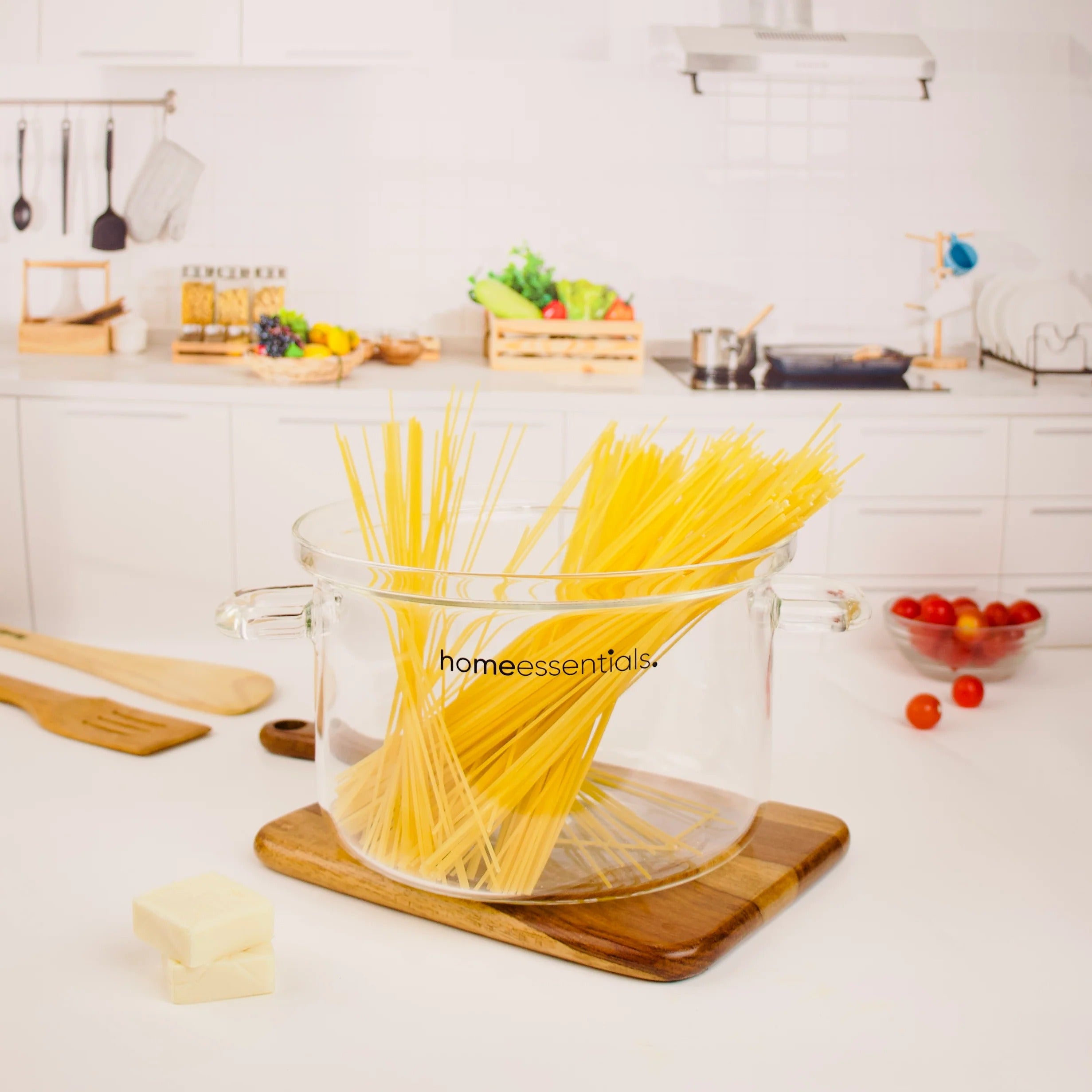 Multi-Purpose Transparent High Borosilicate Glass Pot with Lid