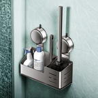 Wall-Mounted Suction Cup Toilet Brush with Storage Holder