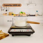 Multi-Functional Borosilicate Glass Pan with Wooden Handle (1300ml)