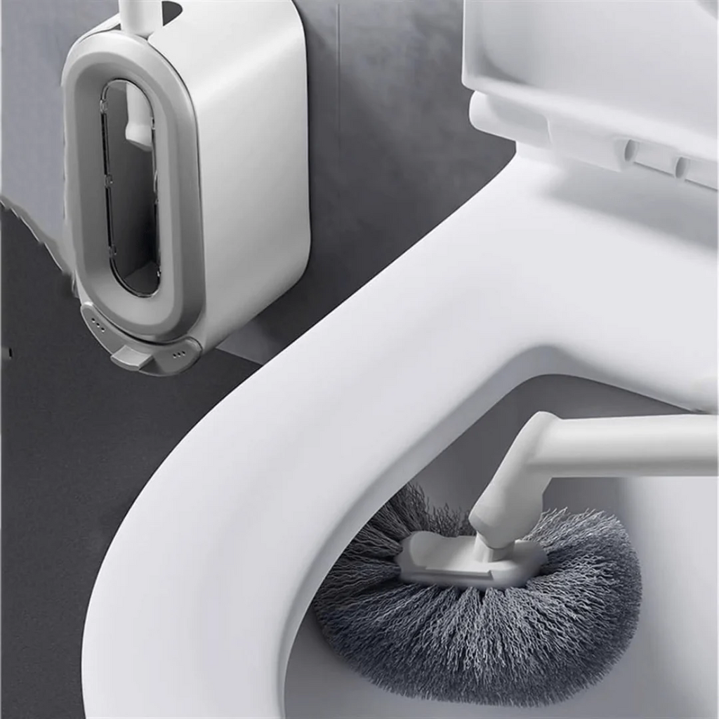 Wall Mounted Toilet Brush Set with Flexible Bristles and Holder