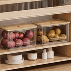 Multi-Purpose Transparent Storage Box with Bamboo Lid