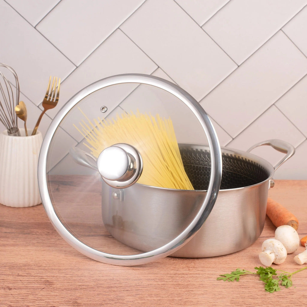 Multi-Purpose Stainless Steel Honeycomb Soup Pot with Lid (24cm)
