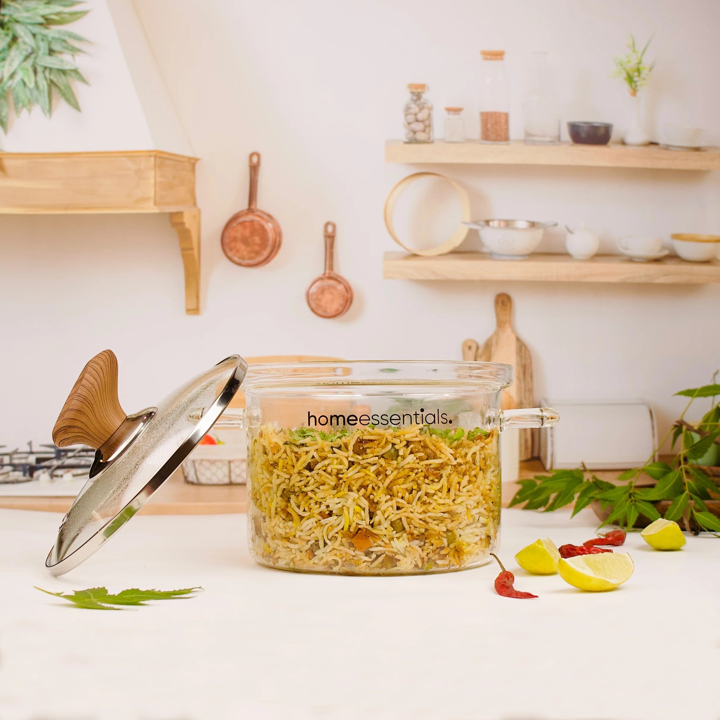 Multi-Purpose Transparent High Borosilicate Glass Pot with Lid