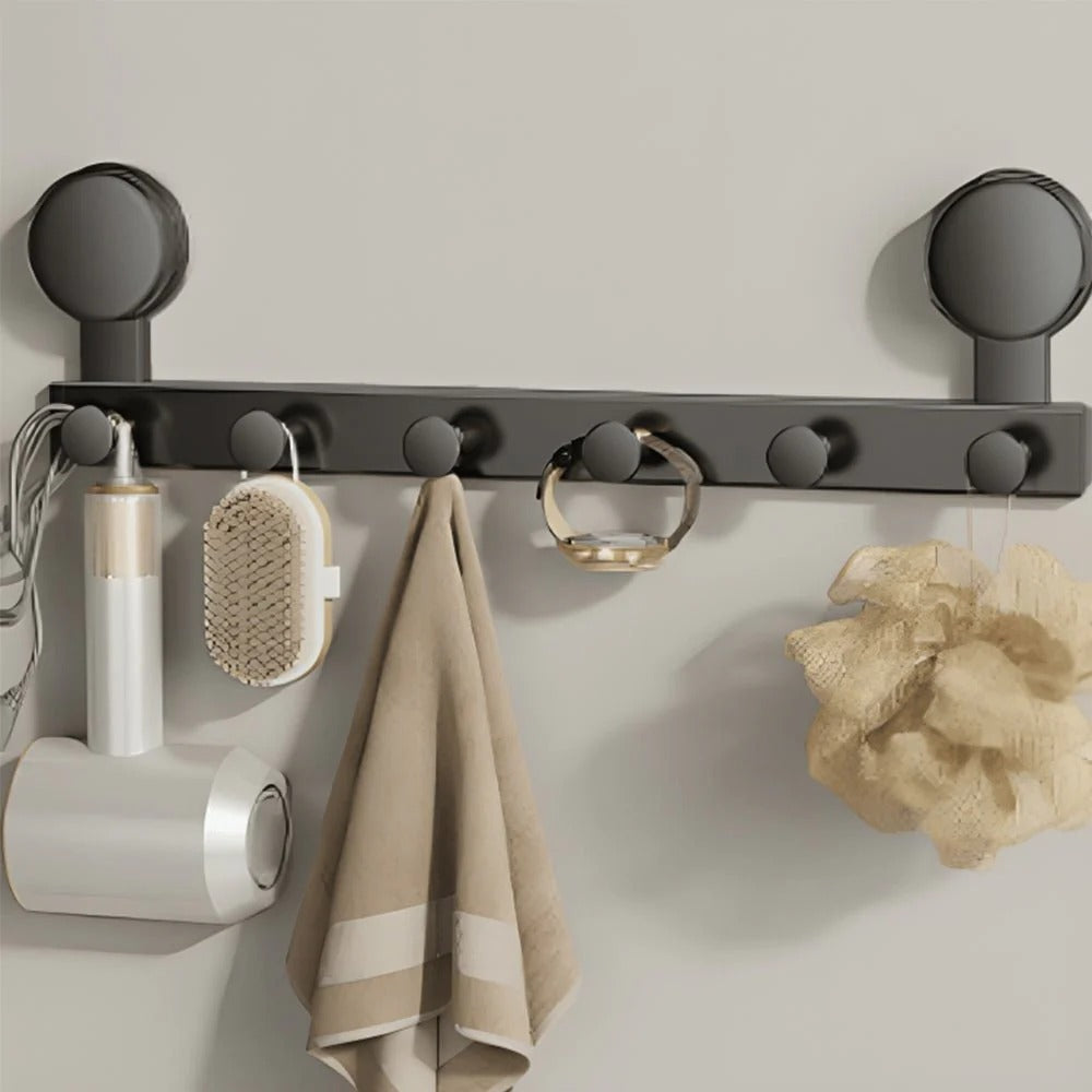Multi-Purpose Wall Mounted Suction Cup Hook Rack