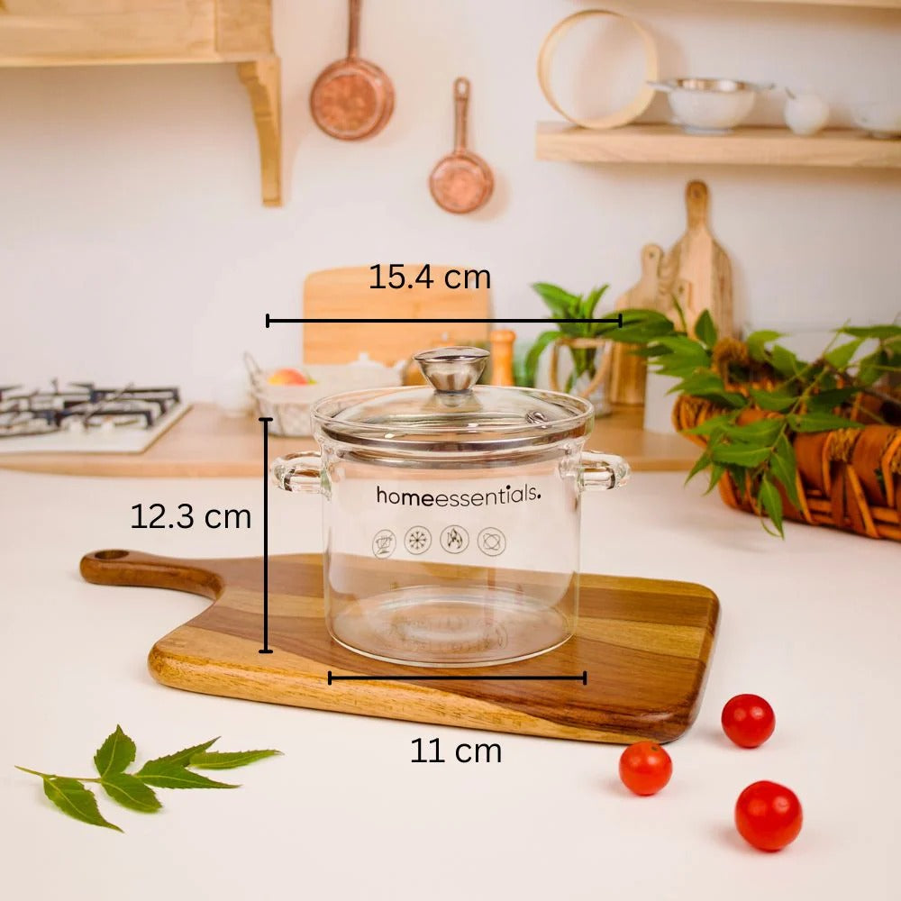 Multipurpose Transparent Borosilicate Cooking Pot (700 ml)