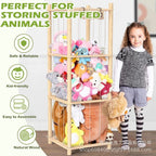Natural Wood Stuffed Animal Tower Cage Toy Organizer(136 cm)