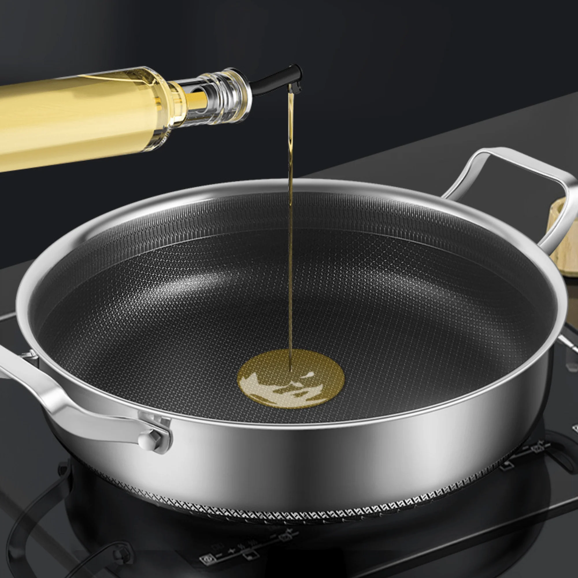 Stainless Steel Non-Stick Honeycomb Deepen Frying Pan (30cm)