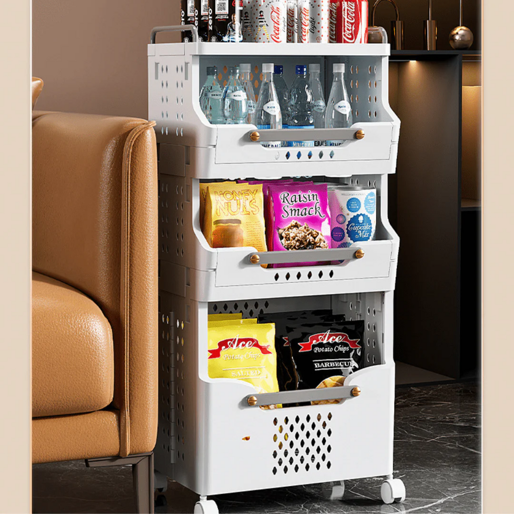 Multipurpose Multi-Layer Foldable Rolling Laundry and Storage Basket