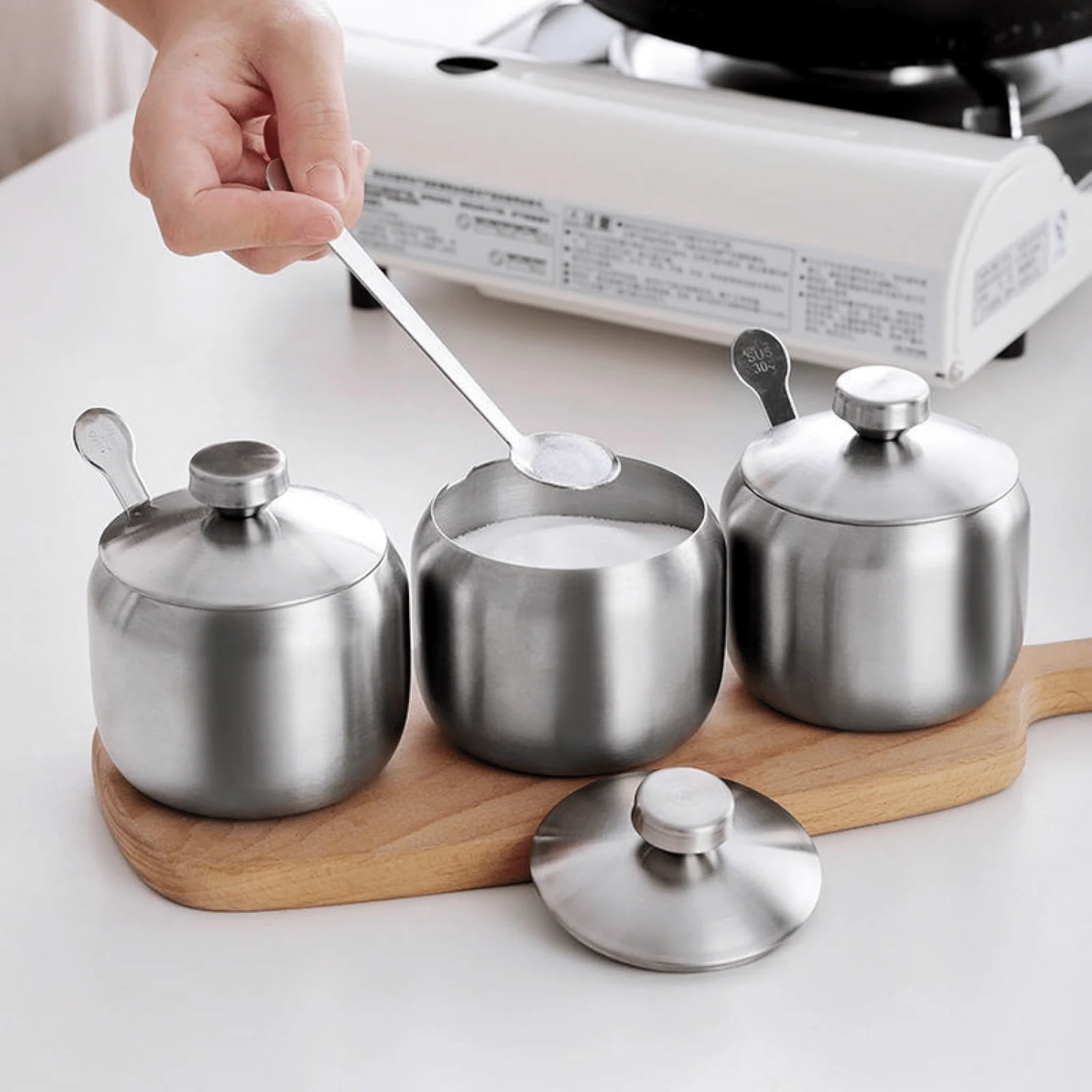 Stainless Steel Multifunctional Seasoning Jars (250 ml)